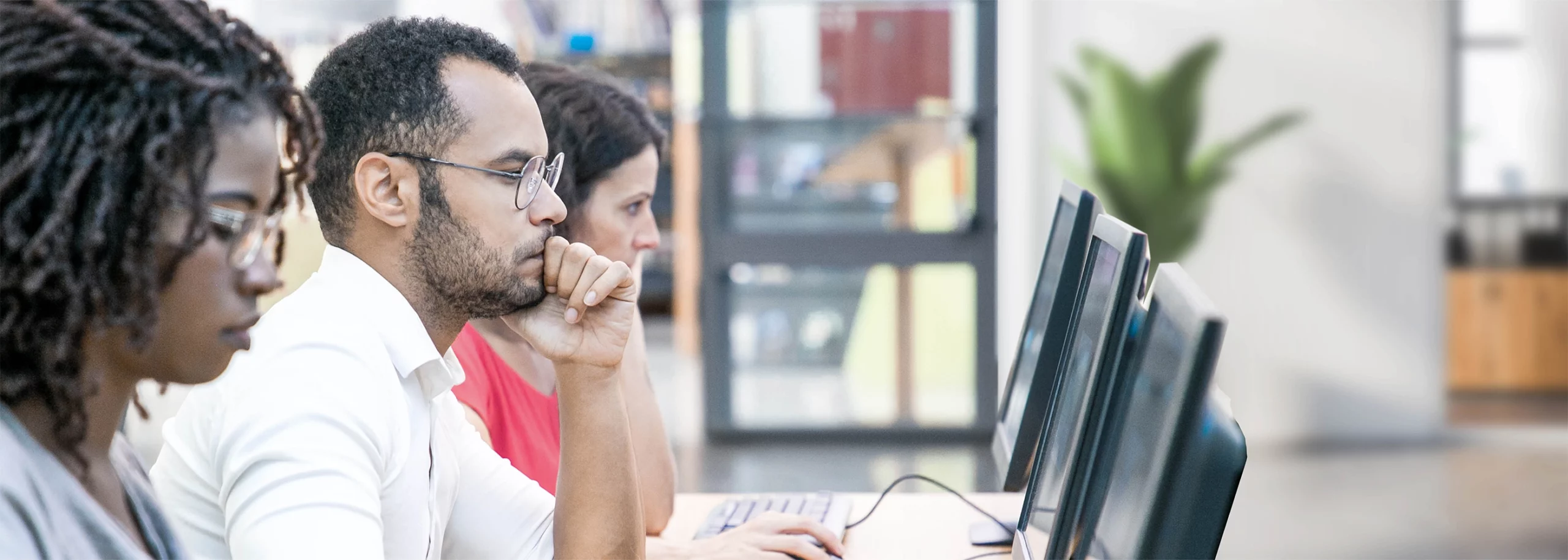 Content moderator working on a call center