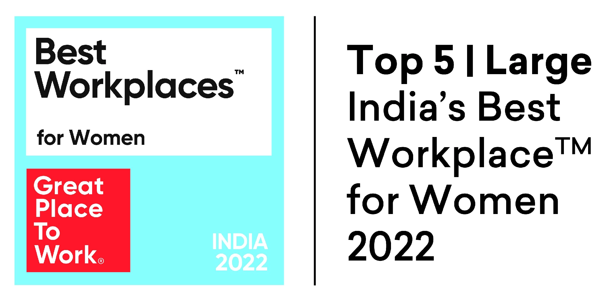 GPTW - Top 5 Large - India's Best Workplace for Women 2022