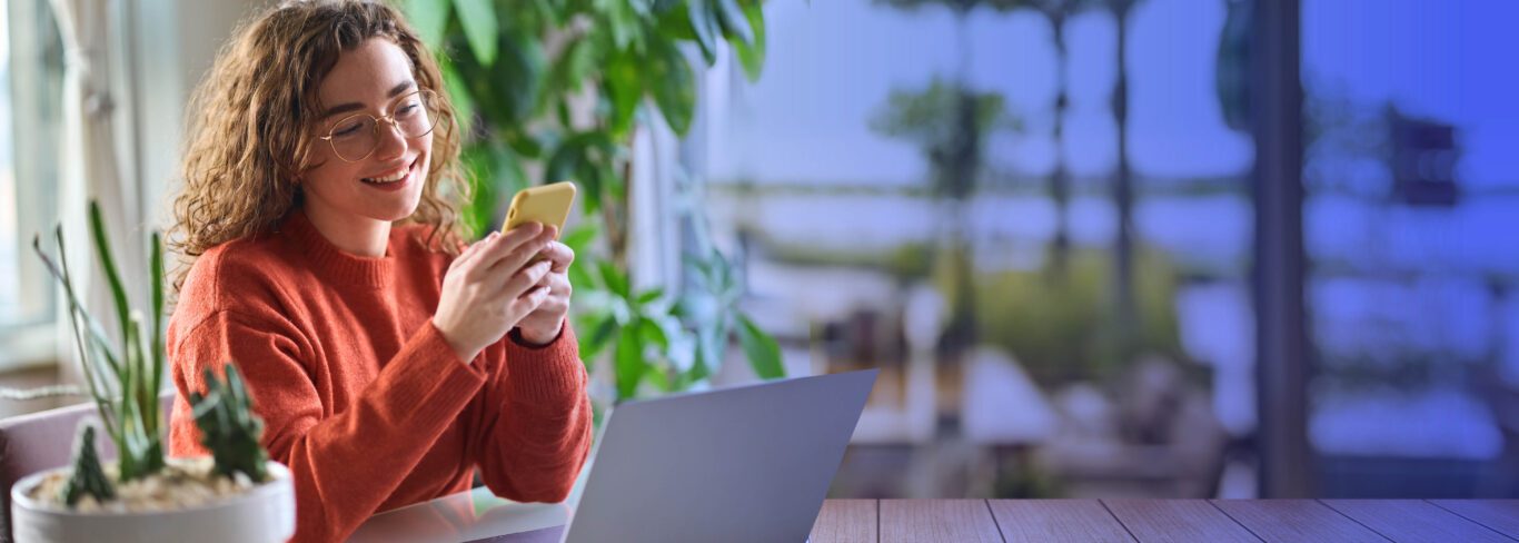 Girl using a streaming service to watch a movie