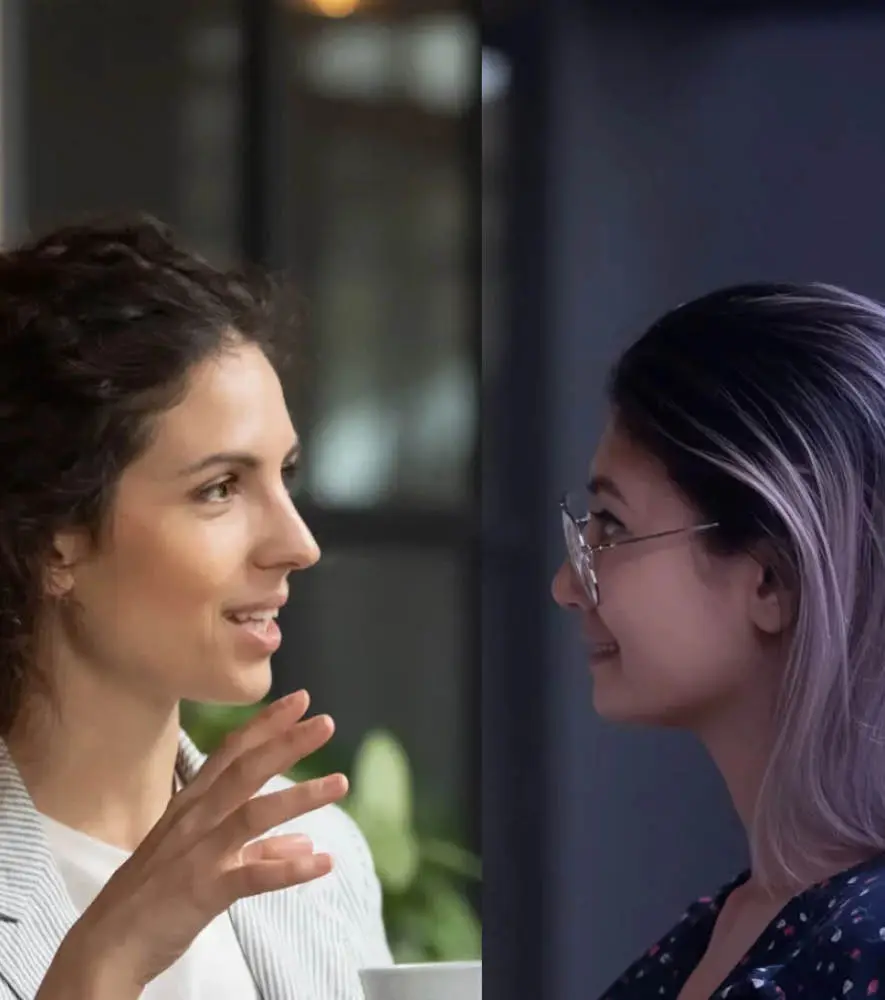 Two contact center leaders discussing CX strategy