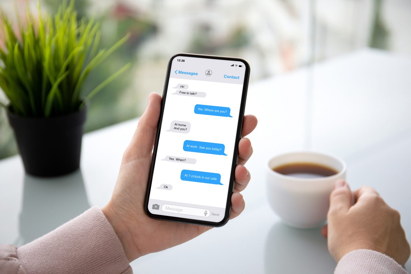 Man using a chat app