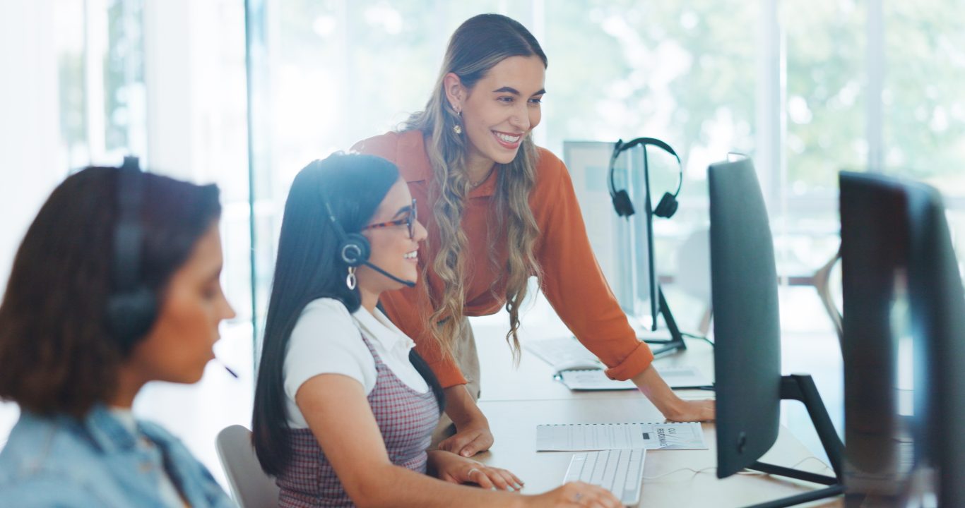 Two agents at a call center